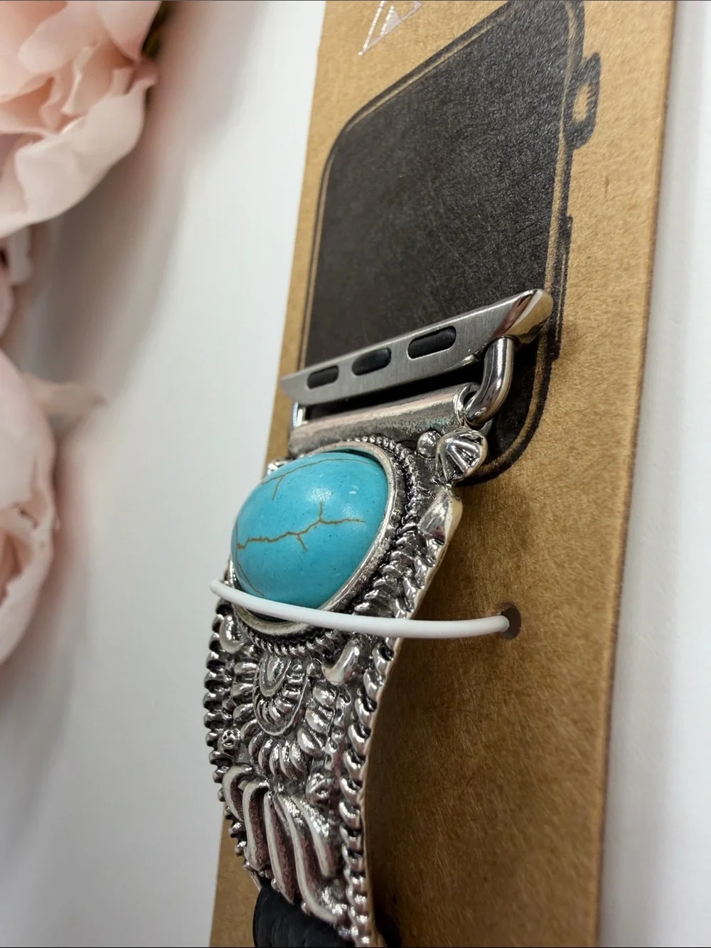 Turquoise Concho Leather Watch Band - Fits 38mm-41mm